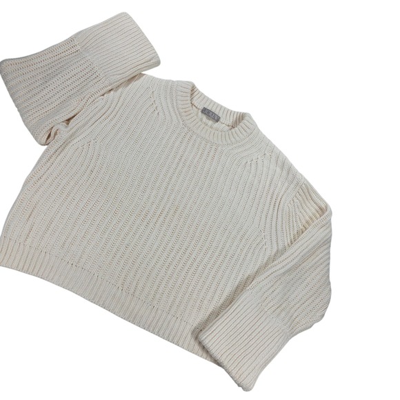 J.Crew Sweaters - J.Crew Ribbed Chunky Cotton Cream Sweater Ivory Med Womens